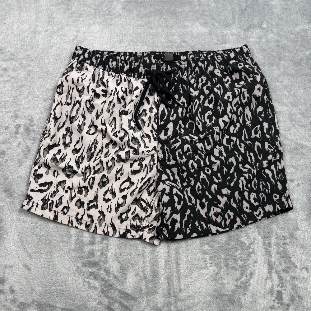 Ksubi Fire Board Shorts Swim Fire Leopard Geometric Print Men's Size Large